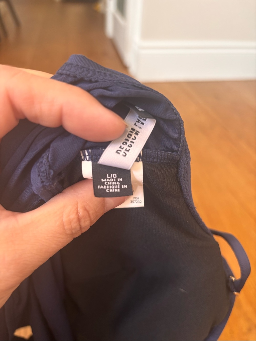 BNWOT- design Lab Navy Ruffle Swim Top - Picture 3 of 4